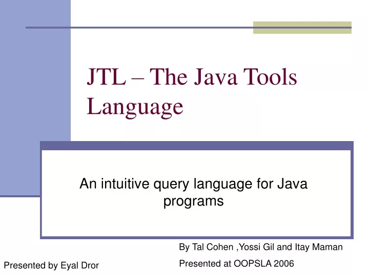jtl the java tools language
