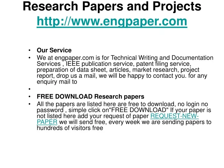 research papers and projects http www engpaper com