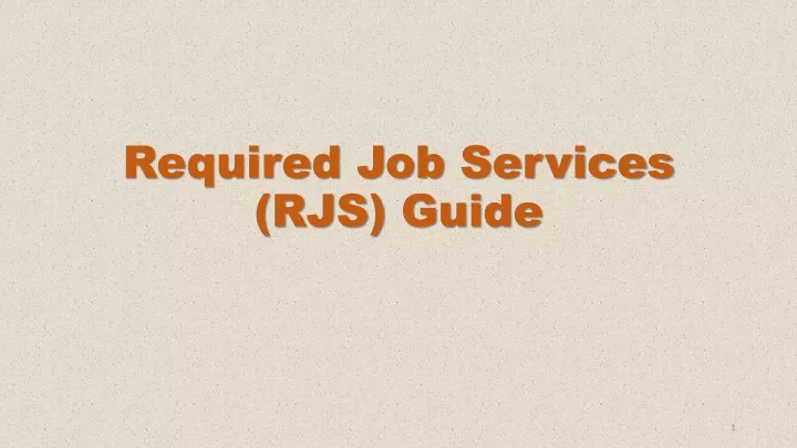 required job services rjs guide