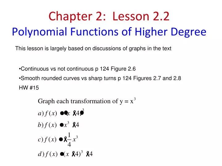 chapter 2 lesson 2 2 polynomial functions of higher degree