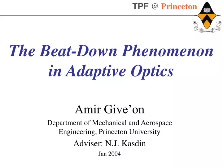 the beat down phenomenon in adaptive optics