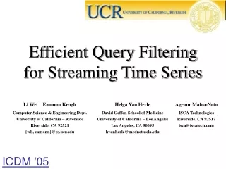 Efficient Query Filtering for Streaming Time Series
