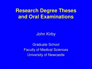 Research Degree Theses  and Oral Examinations