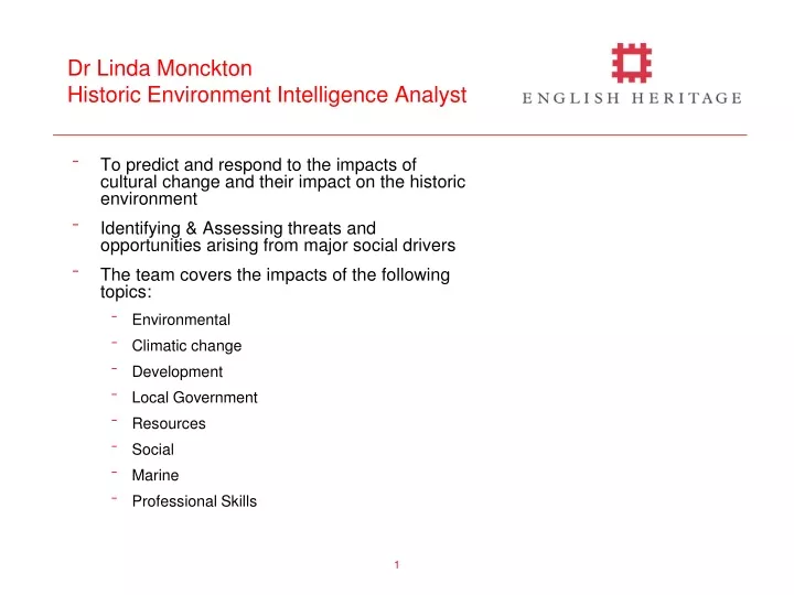dr linda monckton historic environment intelligence analyst