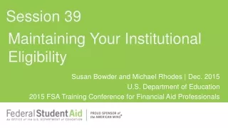 Maintaining Your Institutional Eligibility