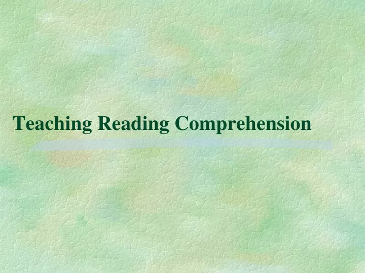 teaching reading comprehension