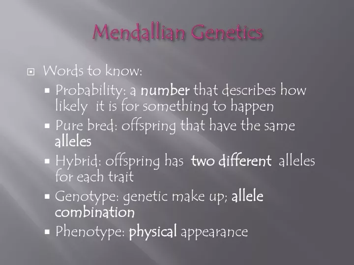 mendallian genetics
