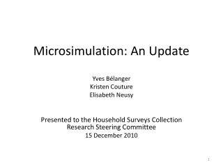 Microsimulation: An Update