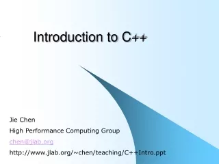 Introduction to C++