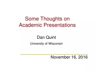 Some Thoughts on  Academic Presentations
