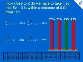How close to 2 do we have to take  x  so that 5 x  + 3 is within a distance of 0.01 from 13?