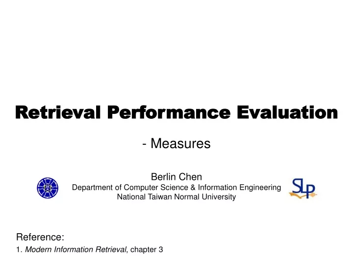 retrieval performance evaluation measures