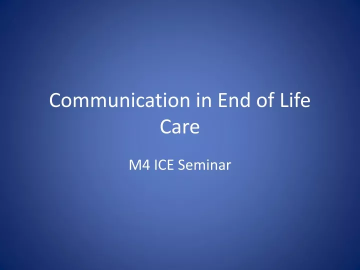 communication in end of life care