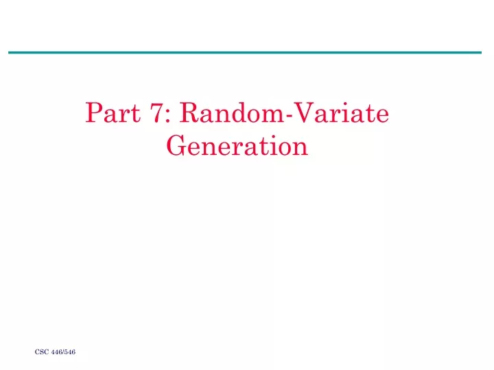 part 7 random variate generation