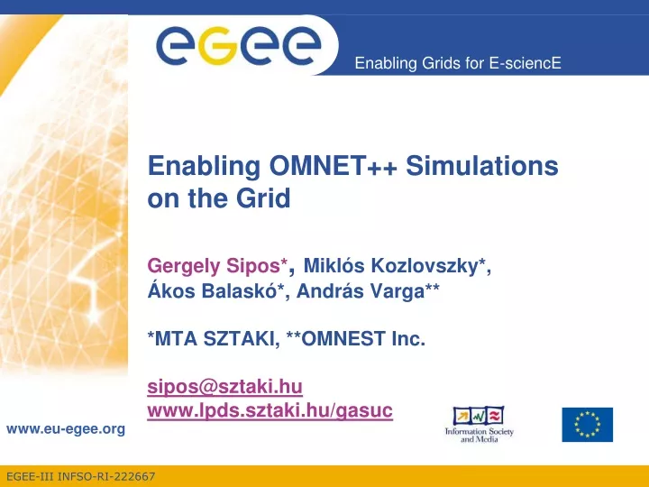enabling omnet simulations on the grid gergely