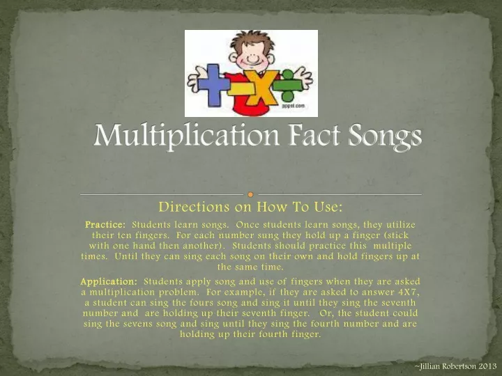 multiplication fact songs