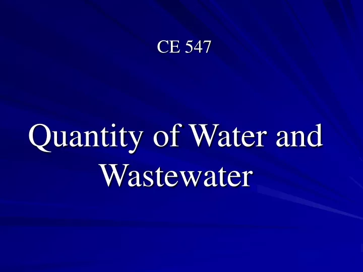 quantity of water and wastewater