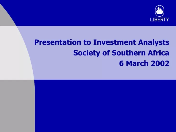 presentation to investment analysts society