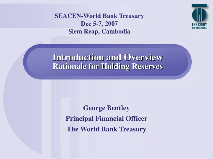 introduction and overview rationale for holding reserves