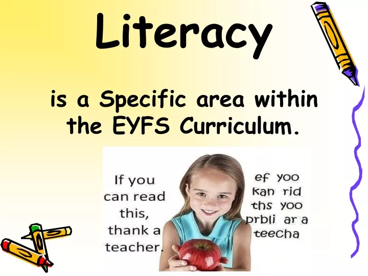 literacy is a specific area within the eyfs curriculum
