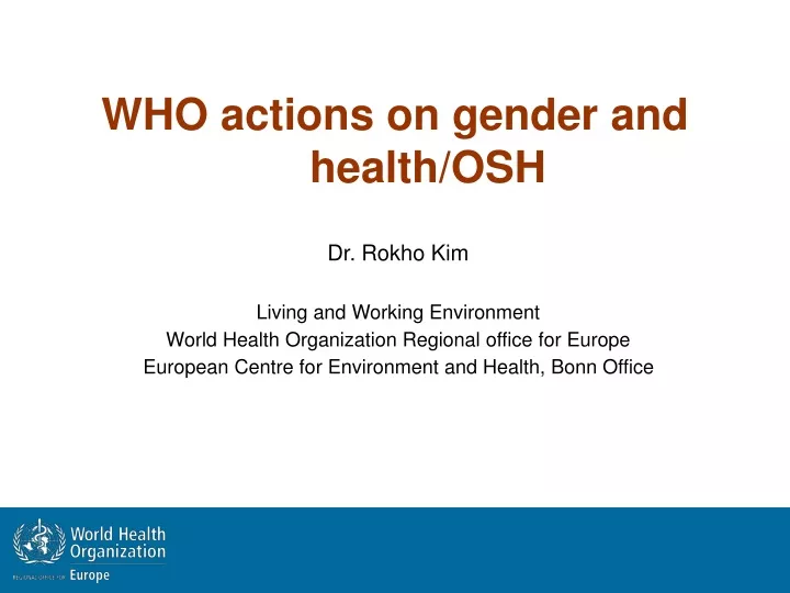 who actions on gender and health osh