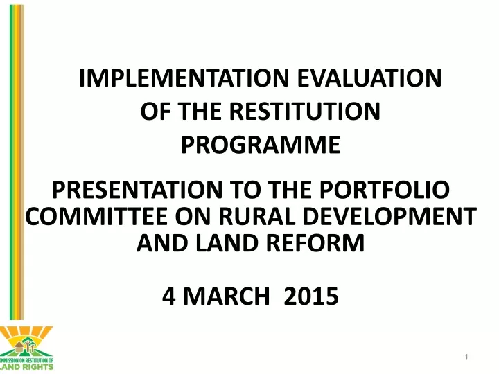 presentation to the portfolio committee on rural development and land reform 4 march 2015