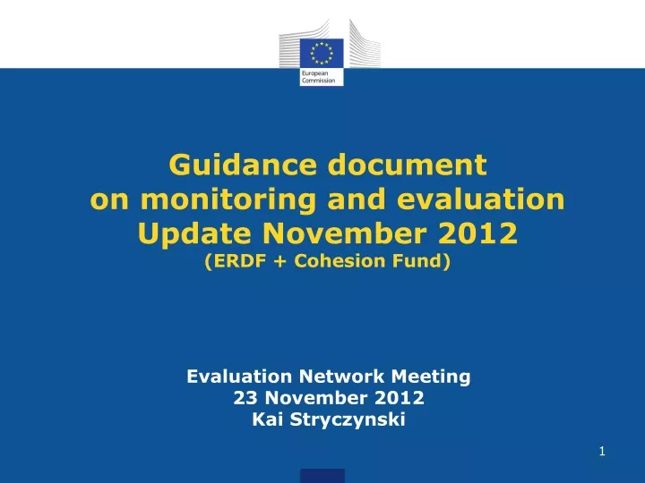 guidance document on monitoring and evaluation update november 2012 erdf cohesion fund