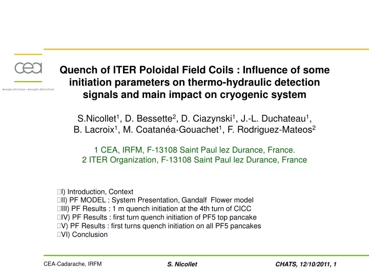 quench of iter poloidal field coils influence