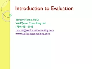 Introduction  to Evaluation