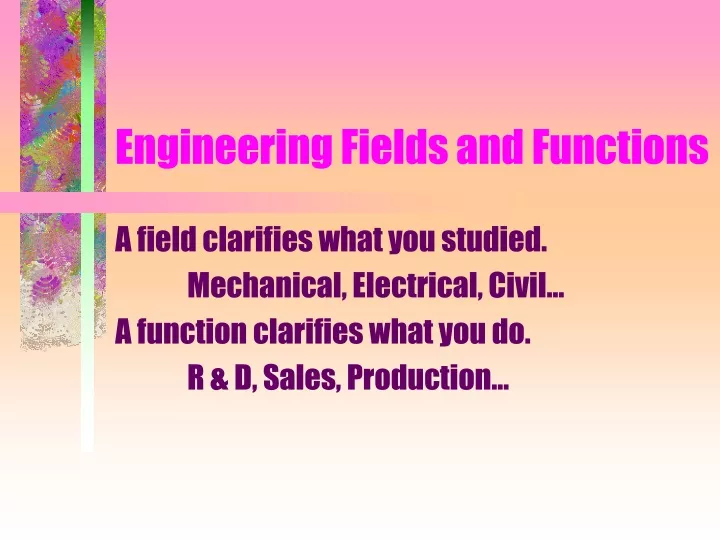 engineering fields and functions