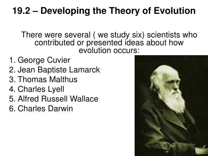 19 2 developing the theory of evolution