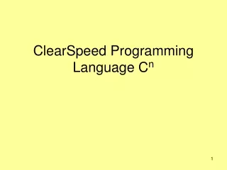 ClearSpeed Programming Language C n