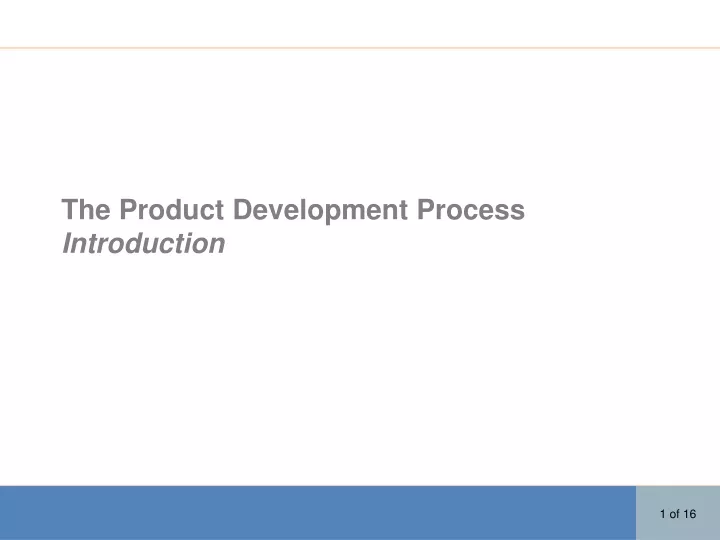 the product development process introduction