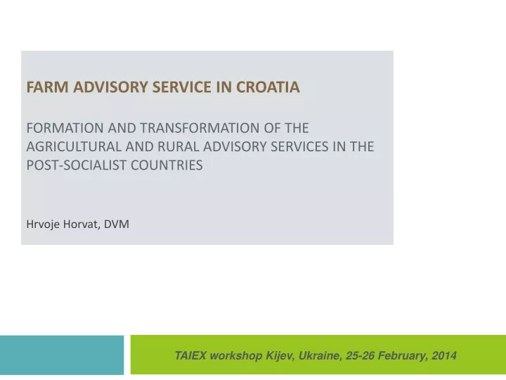 farm advisory service in croatia formation