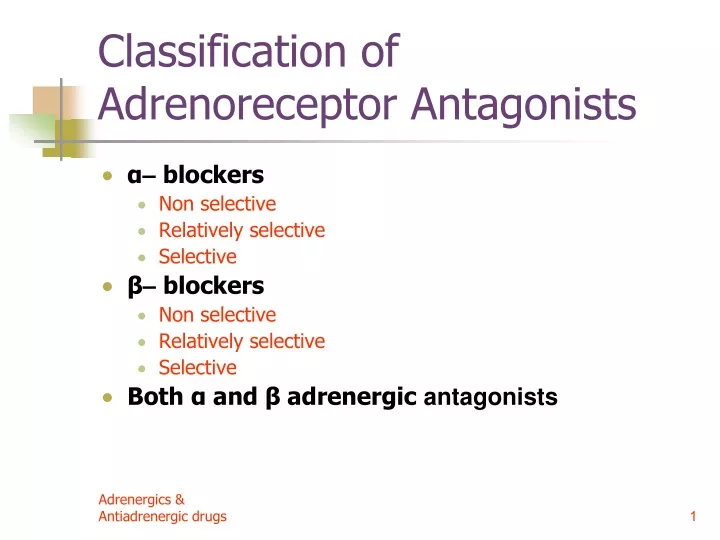 classification of adrenoreceptor antagonists