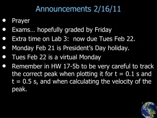 Announcements 2/16/11