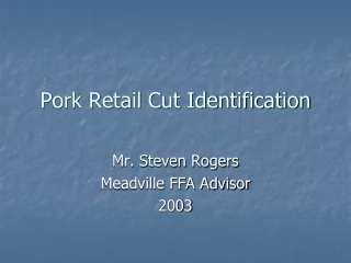 Pork Retail Cut Identification