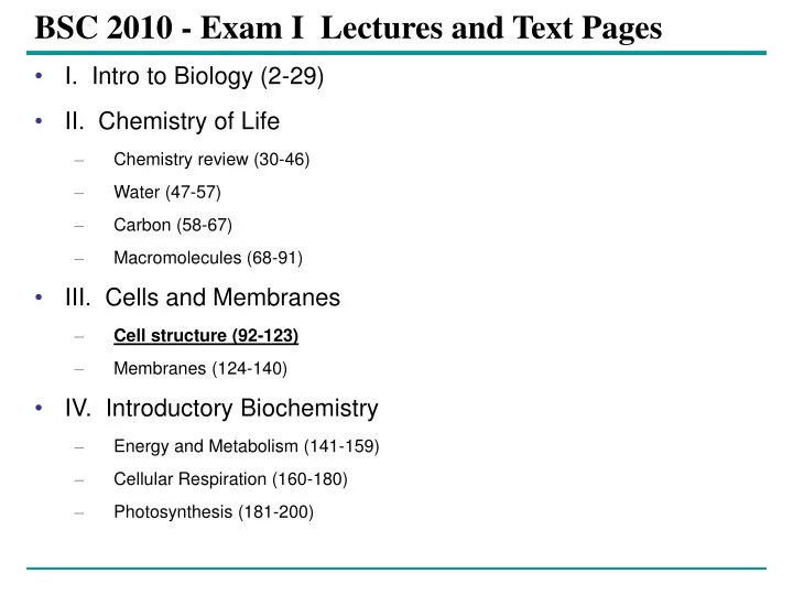 bsc 2010 exam i lectures and text pages