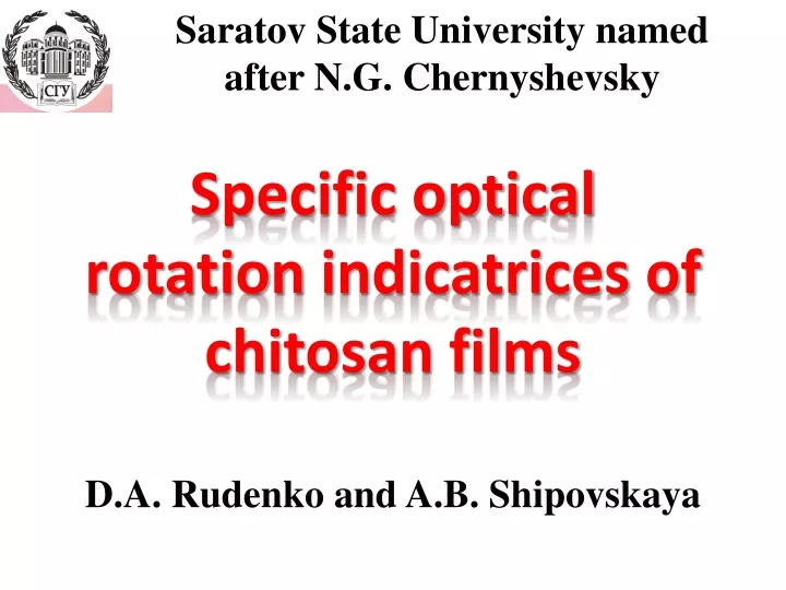 specific optical rotation indicatrices of chitosan films
