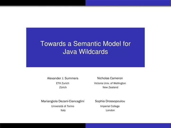 towards a semantic model for java wildcards