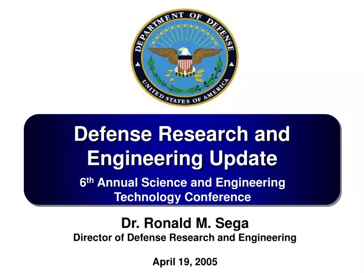 defense research and engineering update