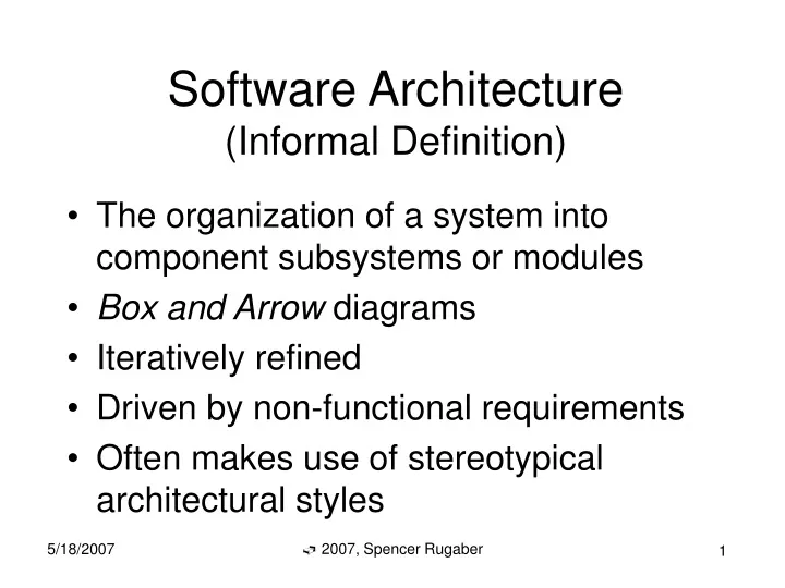 software architecture informal definition