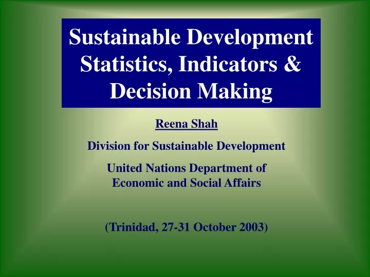 sustainable development statistics indicators decision making