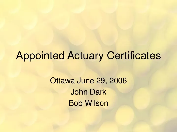 appointed actuary certificates