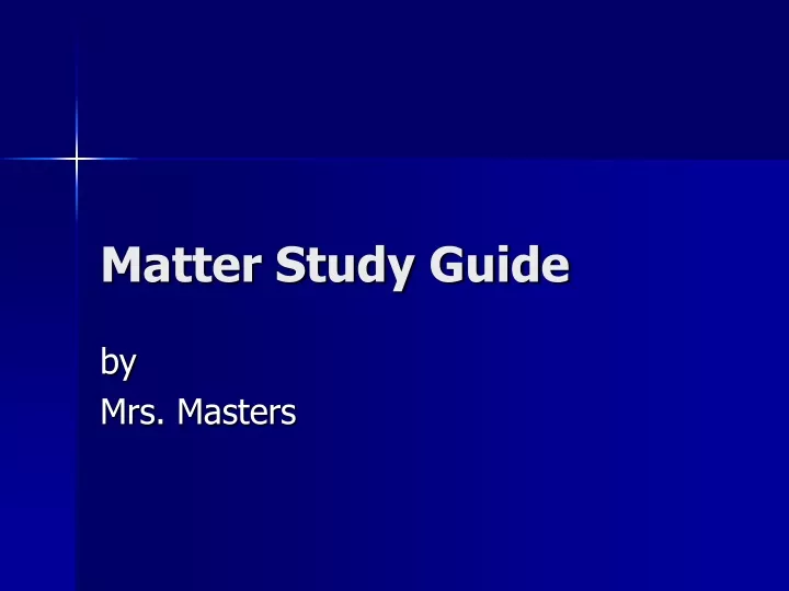 matter study guide