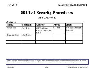 802.19.1 Security Procedures