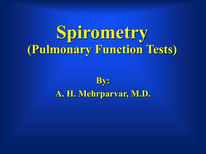 spirometry pulmonary function tests