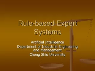 Rule-based Expert Systems