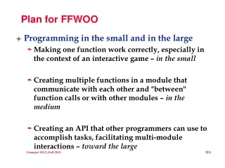 Plan for FFWOO