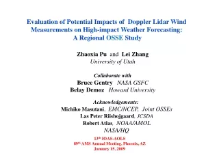 Evaluation of Potential Impacts of  Doppler Lidar Wind